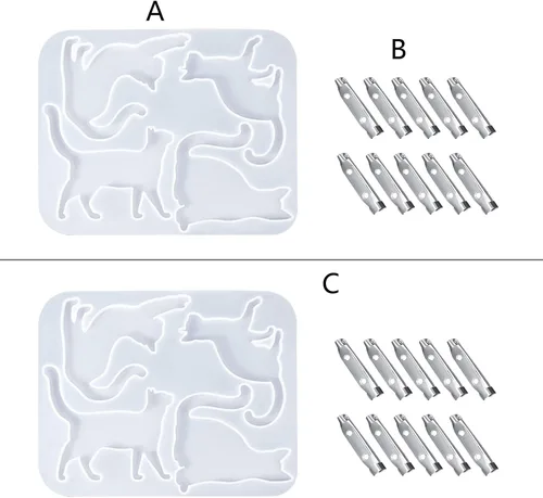 Vista 4 de Molde de broche de silicona de dibujos animados 3D para gato, resina epoxi, accesorio para hacer manualidades, joyería colgante, llavero