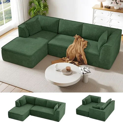 Vista 22 de Vesgantti 106" Boneless Couch with Chaise, U Shaped Deep Seat Comfy Cloud Modular Sofa Chenille Memory Foam Sectional Couches for Living Room