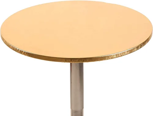 Vista 2 de JISEN Mantel elástico ajustable redondo de licra para cóctel con brillo metálico, cubierta de mesa con tapa de 61 cm, color dorado