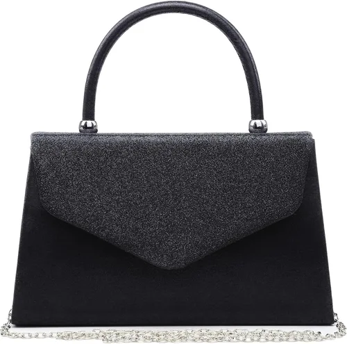 Vista 21 de Dasein Bolso de Noche para Mujer, Bolsos de Embrague para Fiesta, Bolsos de Boda, Bolsos de Cóctel y Baile con Brillo Esmerilado Champán