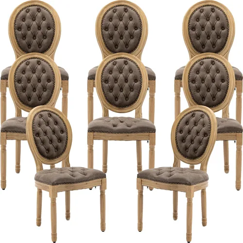 Vista 10 de ODUSE-DAILY French Country - Juego de 2 sillas de comedor de color caramelo, sillas de cocina y comedor, sillas de cocina de piel sintética, Ámbar