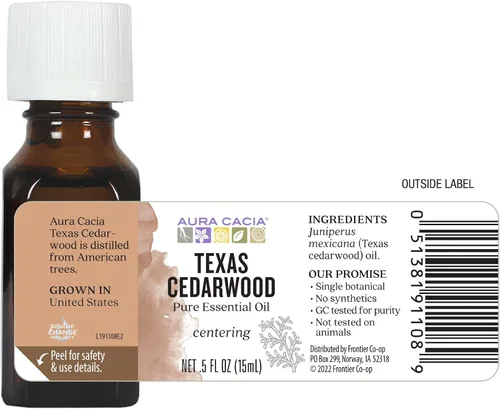 Vista 5 de Aura Cacia Aceite esencial de cedro de Texas puro 0.5 fl. oz. Juniperus Mexicana