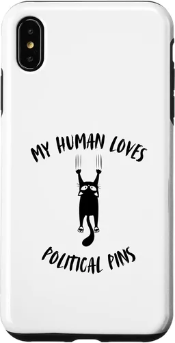 Vista 11 de iPhone 16 My Human Loves Political Pins - Cat Parent Hobby Lover Case