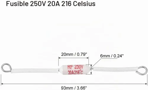 Vista 2 de uxcell 250V 20A 216 Celsius Circuito Temperatura de Corte Fusible Térmico Cerámica 5Pcs