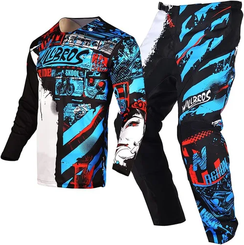 Vista 5 de Conjunto de pantalón de jersey juvenil para niños, conjunto de equipo de motocross MX para niños, traje de carreras todoterreno MTB ATV motocicleta