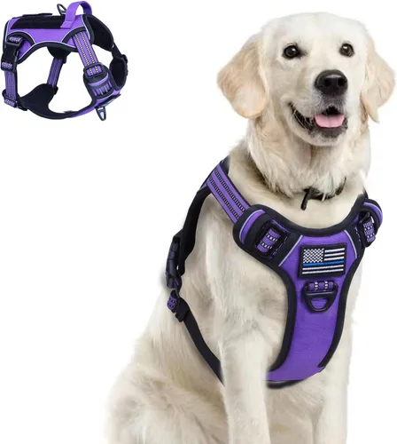 Vista 40 de BUMBIN Arnés táctico para perros pequeños sin tirones, famoso arnés de TIK TOK sin tirones para cachorros, arnés reflectante inteligente para Negro