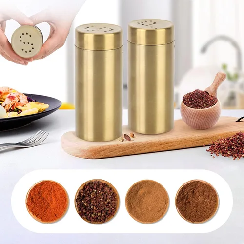 Vista 5 de 2 saleros y pimenteros, coctelera de acero inoxidable de 3.0 fl oz/3 oz para sal en polvo, azúcar, especias, dispensador, botellas de especias