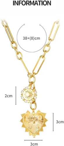 Vista 7 de Gargantilla gruesa chapada en oro de 18 quilates con colgante de corazón para mujer