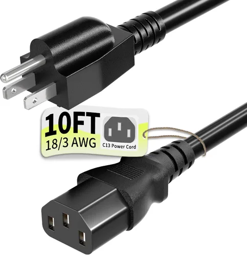 Vista 13 de Vockjour Cable de alimentación universal de 3 pies (0.93m), cobre puro ETL, negro