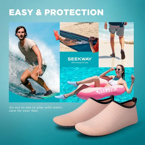Vista 6 de Seekway - Zapatos de agua para hombres o mujeres adultos, tipo calcetín, de secado rápido, sensación de pie descalzo, ideales para la playa, nadar