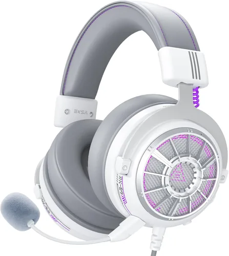 Vista 10 de EKSA Auriculares para juegos con micrófono para PS5 PS4 PC Switch Xbox One, auriculares sobre la oreja con micrófono desmontable con cancelación