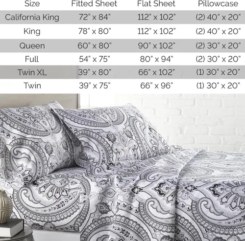 Vista 156 de Southshore Fine Living, Inc. Colección Winter Brush, juego de sábanas de 3 piezas para cama individual, sábana bajera con bolsillo profundo de 14