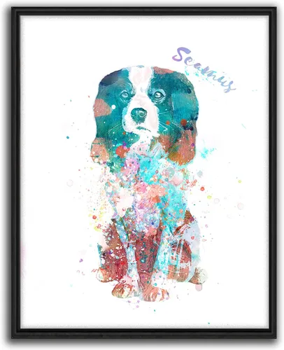 Vista 7 de Personal-Prints Regalo de arte personalizado para pared de perro, impresión artística moderna personalizada única de estilo acuarela La raza