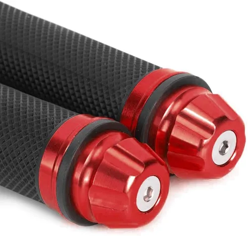 Vista 5 de Manillar de motocicleta, manillar de goma de aluminio para motocicleta, compatible con mango de bicicleta de 7/8 (rojo)