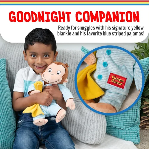 Vista 4 de Kids Preferred Curious George in Pajamas - Juguetes de peluche de mono suave y lindo, regalo para bebés y niños pequeños y niñas, animal de peluche