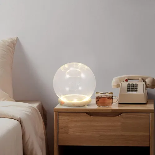 Vista 9 de EXCEART Cúpula de cristal con base de madera de 4 pulgadas transparente para decoración del hogar con contenedor de flores preservadas con luz LED