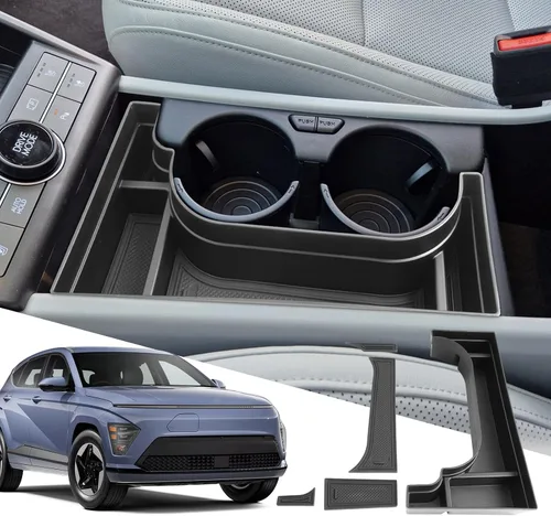 Vista 15 de SXCY 2 piezas superiores para Hyundai Kona/Kona EV 2024 2025 2026 Organizador de consola central para Hyundai Kona EV 2024-2026, accesorios