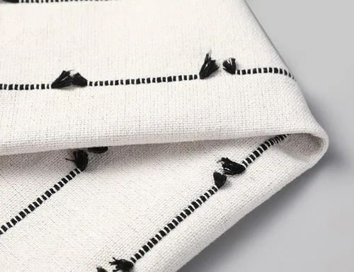 Vista 5 de NUYECY Fundas de Almohada Lumbar Larga Boho 14 x 20 pulgadas Negro, Patrón Clásico de Rayas de Algodón Funda Decorativa de Almohada Lumbar Larga
