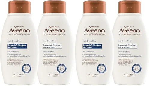 Vista 8 de Aveeno Fresh Greens Juego de Champú y Acondicionador, Sin Sulfatos, Clarificante y Voluminizante para Cabello Fino o Delgado, Romero, Menta, Pepino