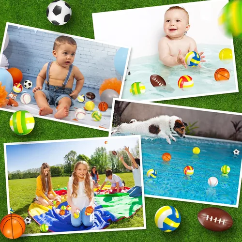 Vista 4 de HyDren 72 pelotas deportivas para el estrés, mini pelota deportiva de espuma, incluye bolsa de almacenamiento, baloncesto, fútbol, fútbol, tenis