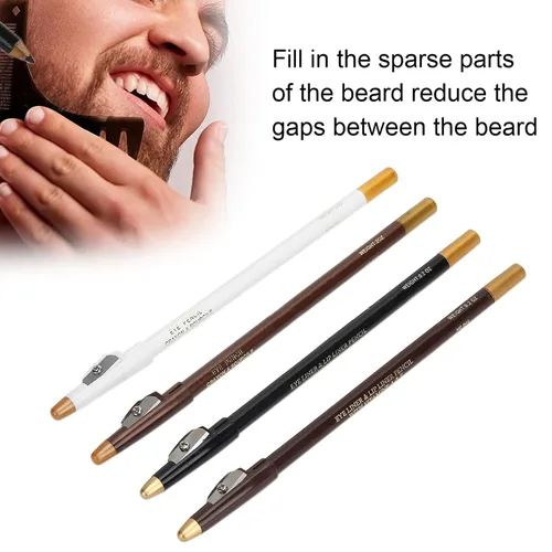 Vista 8 de 4 lápices de trazado de barba y línea capilar con sacapuntas integrado para un estilo y forma precisos