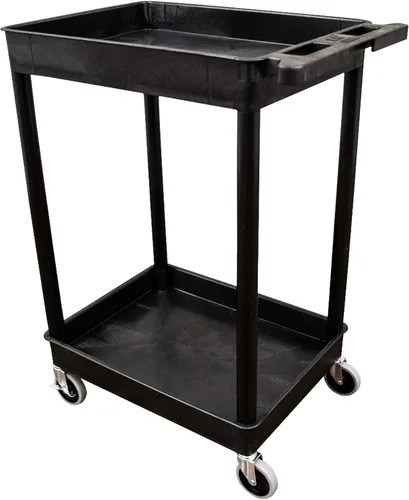 Vista 6 de Luxor Mobile - Carrito multiusos de 37.5 pulgadas de alto con 2 estantes y mango de empuje, color negro