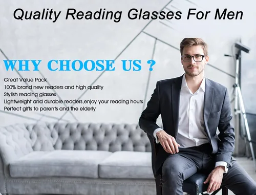 Vista 7 de Gafas de lectura para hombre, ligeras, cuadradas, para lectores, elegantes, con bisagra de resorte, ajuste cómodo, paquete de 4