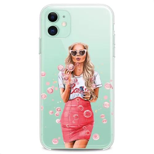 Vista 9 de Funda de TPU compatible con iPhone 13 Pro Max Fashion Babe, diseño flexible de silicona rosa, suave, ajuste delgado, estampado de burbujas