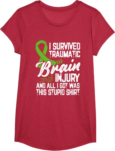 Vista 47 de Camiseta traumática con cinta verde para concienciación de lesiones cerebrales traumáticas I survived TBI, Negro, S