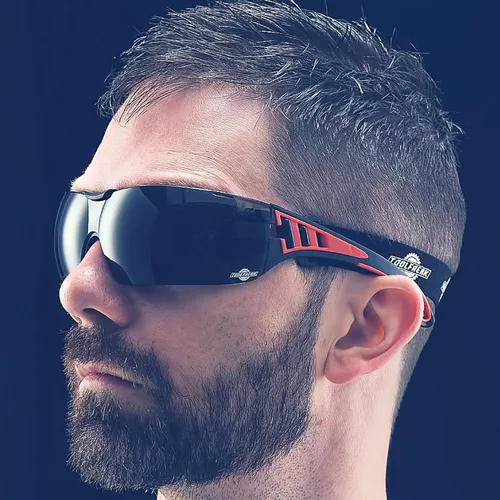 Vista 2 de ToolFreak Lentes de seguridad Rip Out – Tintados – Lente de policarbonato con clasificación z87.1 – Acolchado de espuma y correa ajustable – Lentes