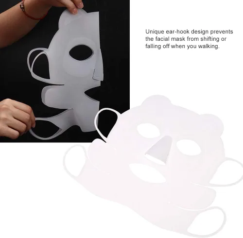 Vista 5 de Máscara facial reutilizable de silicona con gancho para la oreja de panda, máscara hidratante facial de belleza, evita la evaporación del suero