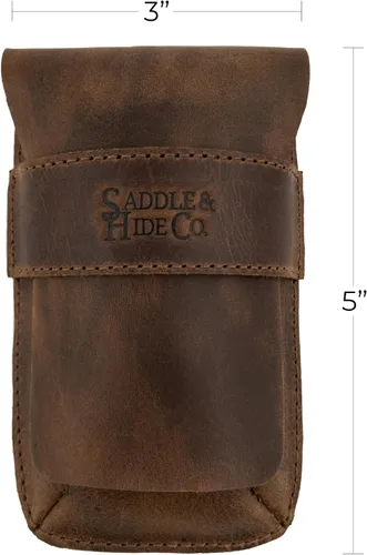 Vista 6 de Saddle & Hide Co., Caja de reloj individual hecha a mano de cuero de grano completo, protector de soporte, relojero, almacenamiento de vigilancia