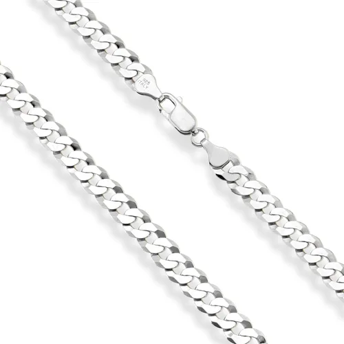 Vista 2 de Miabella Solid 925 Sterling Silver Italian 7mm Diamond Cut Cuban Link Curb Chain Necklace for Men Women