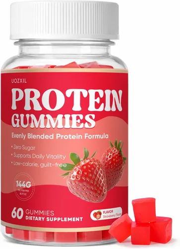 Vista 9 de Gomitas de proteína de suero de leche, sabor a bayas mixtas, 5.71 oz de proteína de absorción rápida por botella, sin azúcar, bajas en calorías