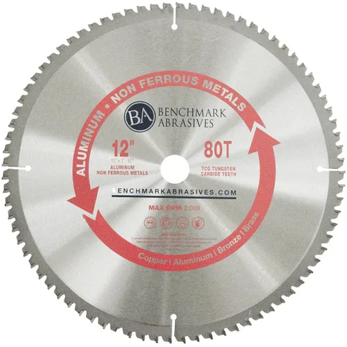 Vista 10 de Benchmark Abrasives Hoja de sierra circular TCT de 10 pulgadas con punta de carburo de tungsteno con eje de 5/8 pulgadas para cortar aluminio