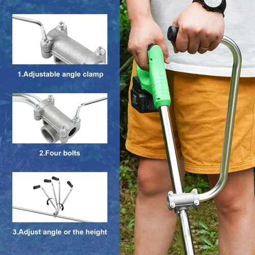 Vista 4 de Mango de malezas con correa para el hombro, extensión de agarre ergonómica para recortar cuerdas, mango de recortador de césped con abrazadera