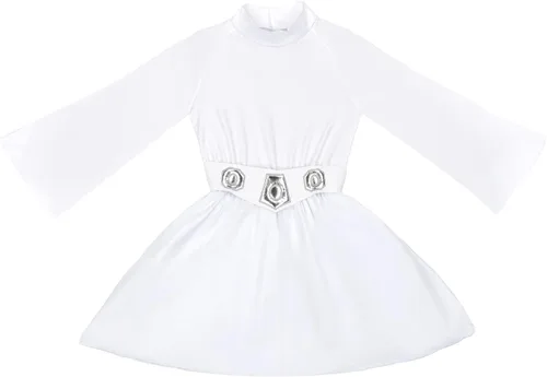 Vista 2 de STAR WARS Princesa Leia - Disfraz oficial de Halloween para jóvenes, vestido con capucha con cinturón y peluca (S) Multi