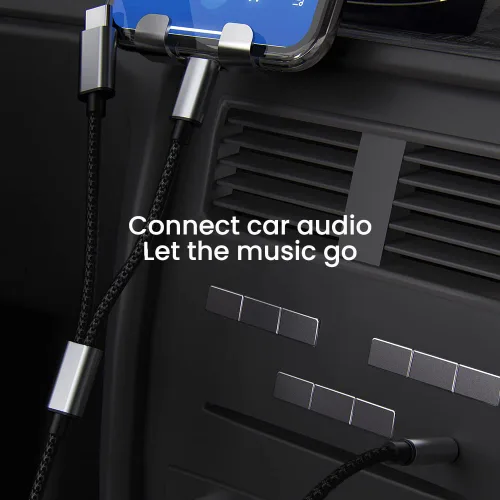 Vista 4 de esbeecables Cable auxiliar para iPhone, 2 en 1 USB C y Lightning a 0.138 in AUX Cable de audio adecuado para auriculares de automóvil Apple Android
