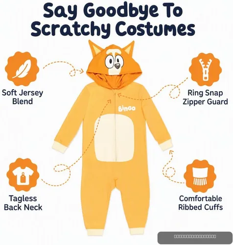 Vista 7 de Bluey Overol de cosplay con cremallera para bebés y niños grandes (12 meses - 10-12)