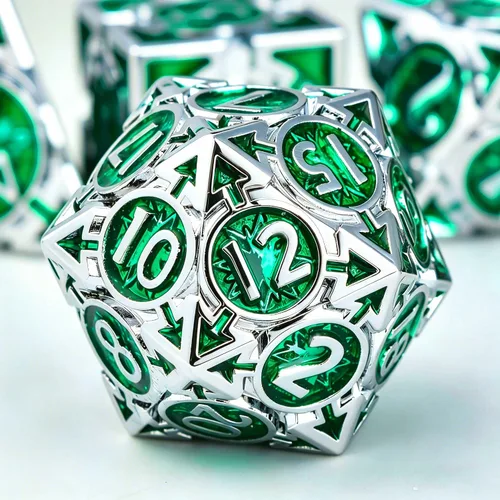 Vista 3 de RULE DICE DND - Juego de dados de metal, dados de D&D Dungeons and Dragons, juego de dados D y D grandes pesados de 7 dados de metal, RPG MTG, juego