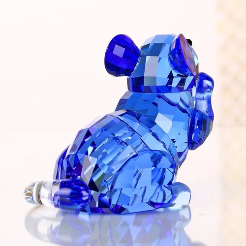 Vista 2 de DOJOZ Crystal Mouse - Lindo animal para decoración del hogar, encantadoras figuritas coleccionables de cumpleaños (azul)