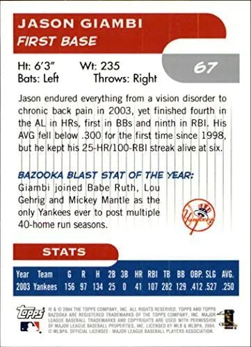 Vista 2 de 2004 Topps Bazooka #67A Jason Giambi Fielding MLB Baseball Trading Card