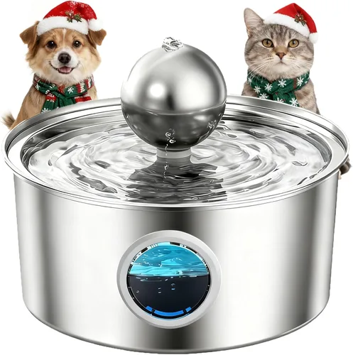 Vista 7 de Fuente de agua para gatos de acero inoxidable, 8 filtros de repuesto, sistema de filtración multicapa de 8 esponjas compatibles con filtros
