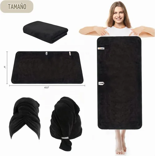 Vista 5 de SUNLAND - Toalla de microfibra para el cabello, 24 x 43 pulgadas, color negro
