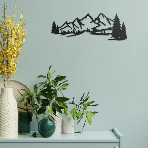 Vista 6 de Zhengmy Arte de pared de metal con escena de montaña, paisaje y bosque, decoración para el hogar, cabaña, garaje, cabaña, cabaña, cabaña, 15.75 x