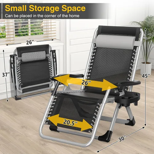 Vista 2 de Suteck - Silla de gravedad cero, sillas plegables con cerradura de aleación de aluminio Folding Patio Recliner w/Removable Pad, Adjustable