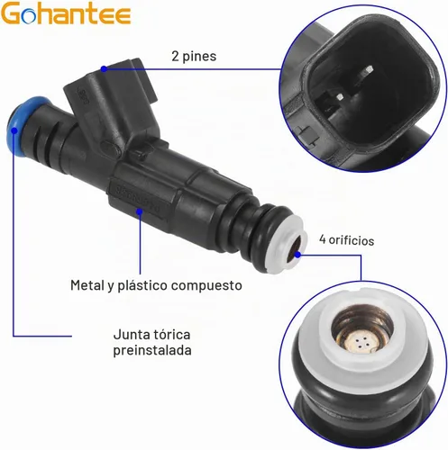 Vista 4 de Inyectores de combustible 0280155784 compatibles con el inyector de 6 piezas de repuesto de inyector de combustible de 4 agujeros para Cherokee
