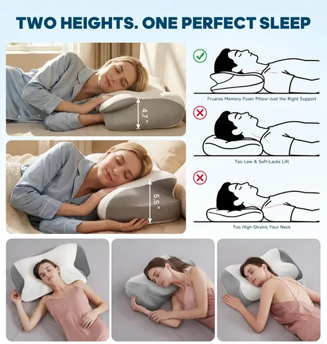 Vista 9 de Almohada de apoyo para el cuello para dormir, almohadas de espuma viscoelástica de contorno para dolor de cuello, almohada cervical ortopédica