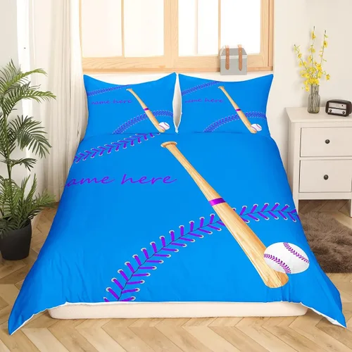 Vista 9 de Juego de ropa de cama de béisbol para niños y adolescentes, bates de béisbol, juego de cama europeo, para actividades de pasatiempo, softbol
