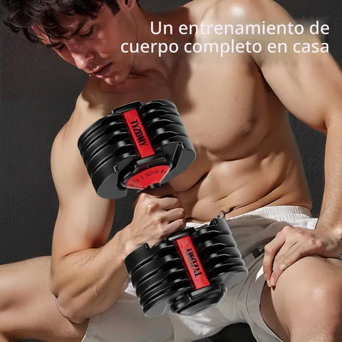Vista 9 de TYZDMY - Juego de mancuernas ajustables de 2, juego de mancuernas de peso libre, juego de mancuernas ajustables, par de 52.5 lbs 105 lbs, 15 en 1